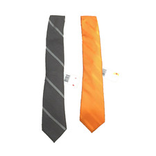 LOT of Kors Men's Classic Spaced Out Gray  Tommy Textured Orange Striped Tie