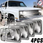 4pcs 4x6''GLASS LED Headlights Hi/Lo Beam For Chevrolet R2500 Suburban 1989-1991