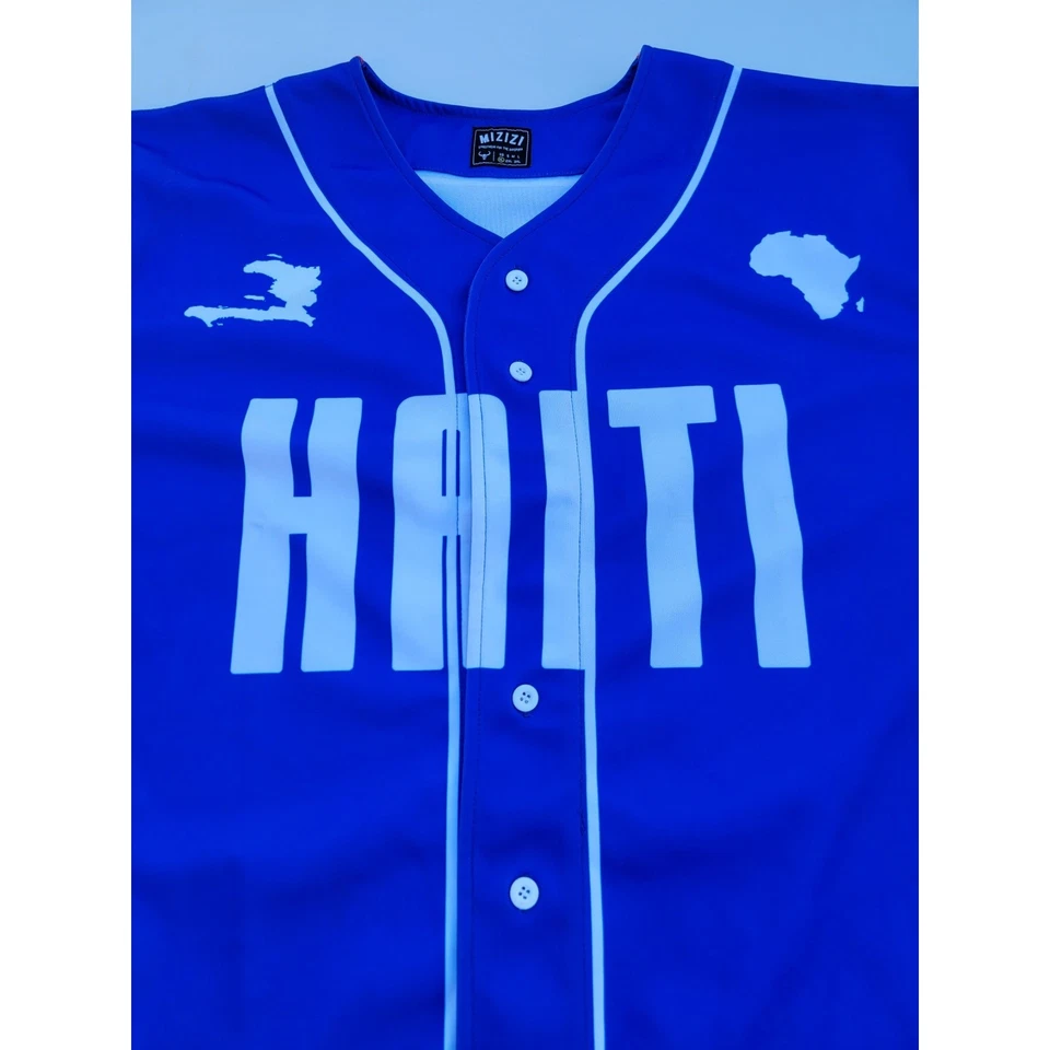 Auténtica camiseta de la selección nacional de fútbol HAITI Mizi 1804 azul talla XL Foto 2 de 4
