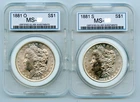 1881-O & 1881-S Morgan Silver Dollar $1 - Uncirculated Old CSI Holder