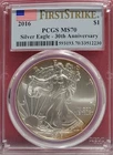2016 $1 American Silver Eagle PCGS MS70 First Strike 30th Anniversary Toning