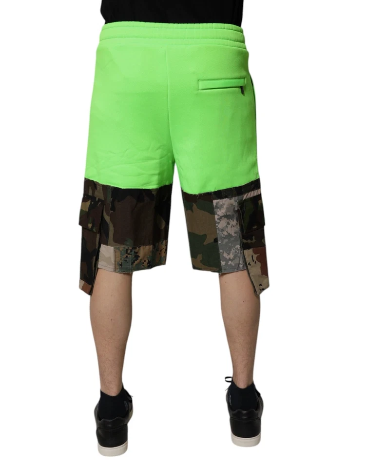 Auténticos Pantalones Cortos Dolce & Gabbana Verde Retazos Camuflaje Hombres Carga Para Hombre Foto 3 de 4