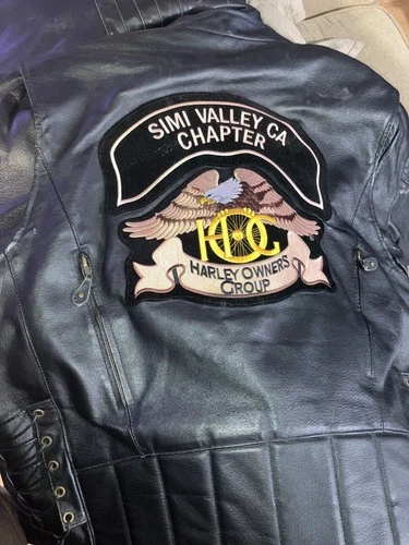 Vintage 1980-90s Harley Davidson Owners Group Pomona Valley Leather USA Size 48 - product listing photo