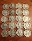 Lot of 20 Silver Washington Quarters in the 1940's - Free Ship - 3.616 oz SILVER