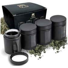 Stash Jar Smell Proof Container (4 Oz) Viewing Jars for Herbs Coffee (Set of 4)