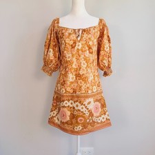 Spell & the Gypsy Anne Tunic Dress XS Boho Retro Floral Cottagecore Peasant