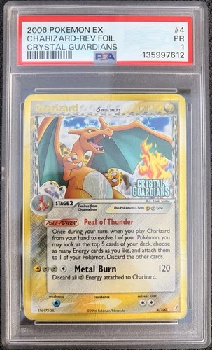 2006 Pokémon EX Crystal Guardians Charizard Delta Species Reverse Foil #4 PSA 1
