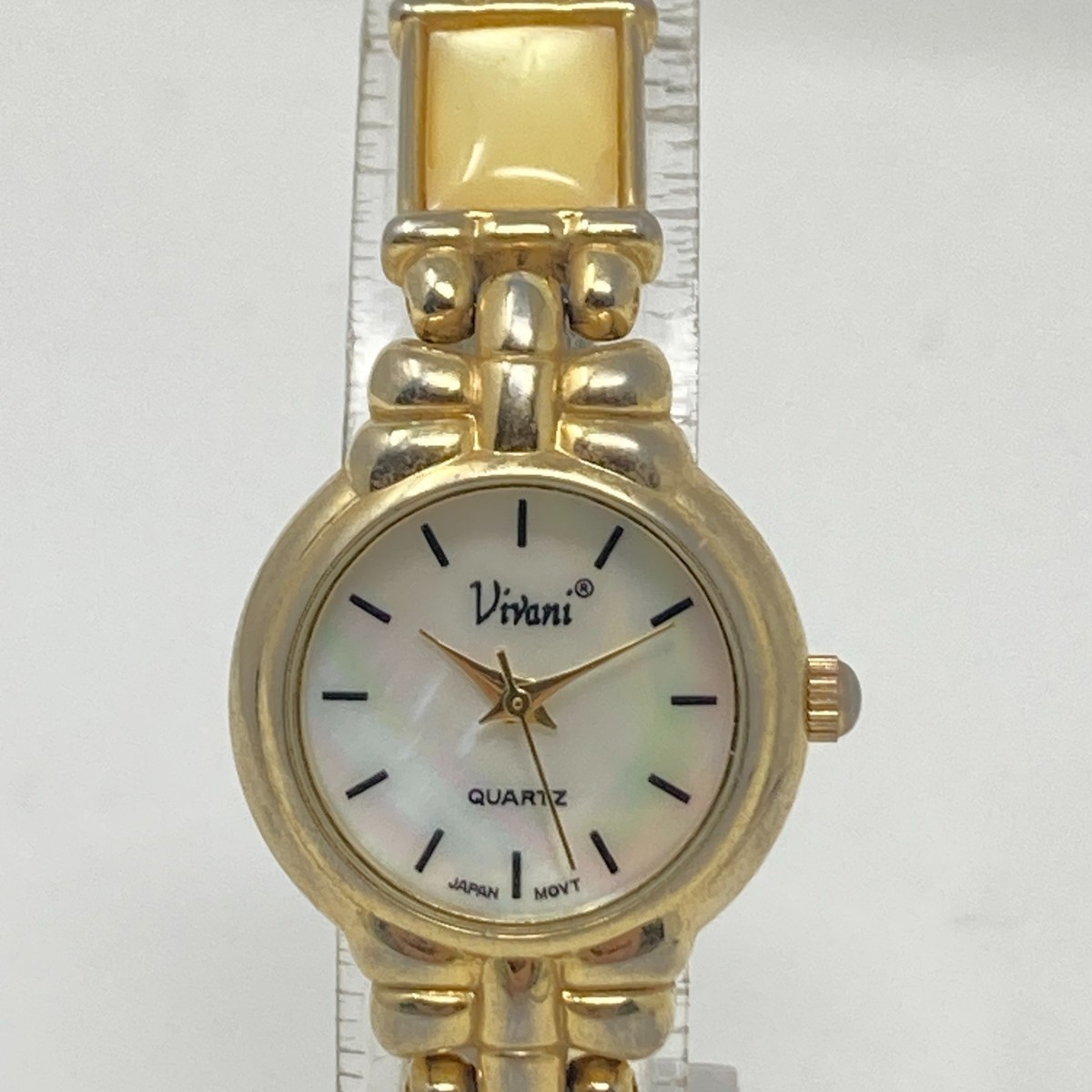 Montre Femme Vintage Vivani Gemmed - Boîtier Argent 42mm, Cadran Ivoire, Bracelet Vert Silicone, Pile Neuve