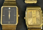 Vintage 18k Gold Plated Timex Watch & Gold Tone Pulsar w/Diamond