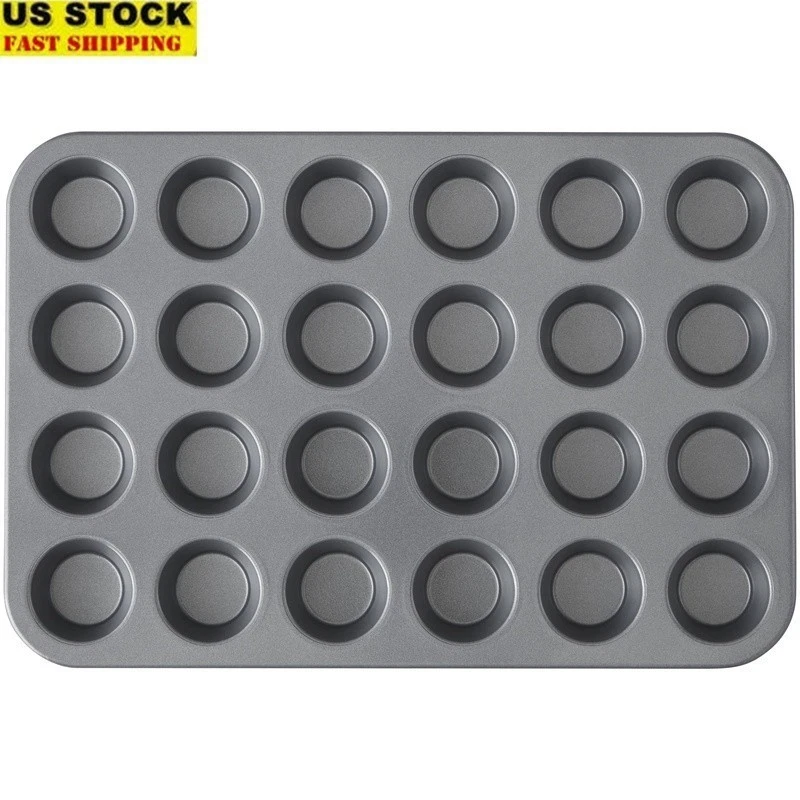 Non-Stick Mini Muffin Pan 24 Cup Baking Tray Easy Release Durable Construction