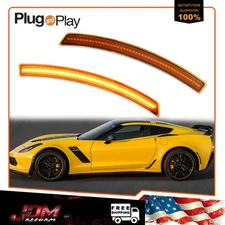 Amber Lens Front Bumper LED Side Marker Lights For 2014-2019 Chevy Corvette C7
