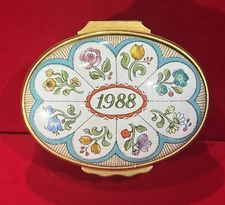 Halcyon Days English Enamels 1988 "Year to Remember" Trinket Box