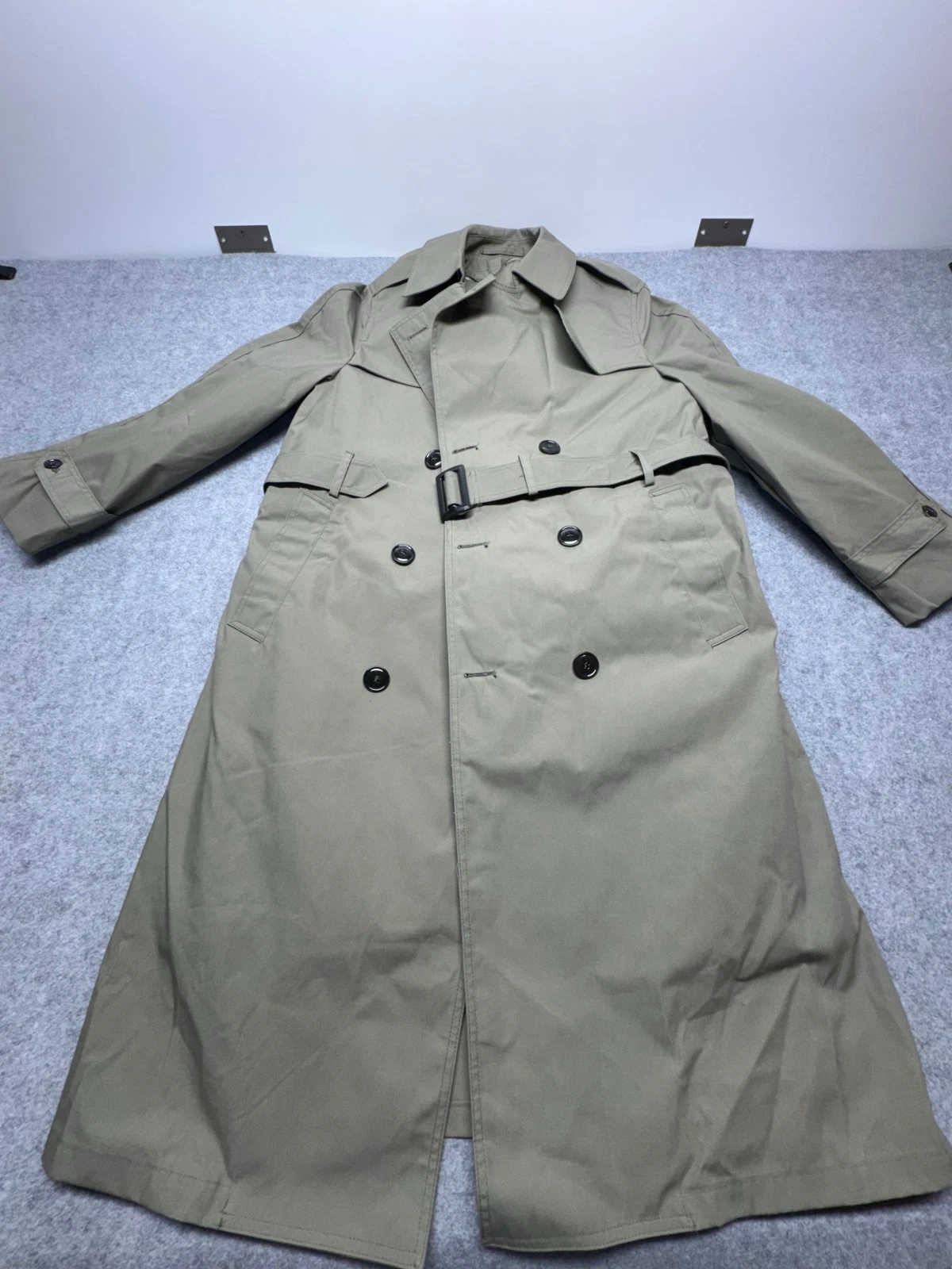 Valor Collection Olive Trench Coat Mens 38R Double Breasted Belted All Weather image 1