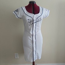 Cooperstown Collection New York Yankees Baseball Jersey Dress White Navy Size M