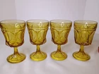 Lot Of 4 Vintage Anchor Hocking Fairfield Amber Water Goblets 6” Tall Glasses
