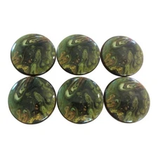 Set of 6 Green Earth Wood Cabinet Knobs
