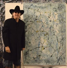 64”X44” Pollock/Richter style canvas ￼painting Acrylic,Abstract, Modern,X Large