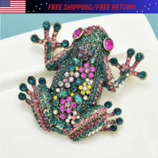 Luxury Big Frog Brooches Multi-color Rhinestone Shining Animal Brooch Pins Gifts