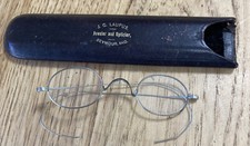 Antique Wire Frame Spectacles eyeglasses W/original Case JG Laupus IND