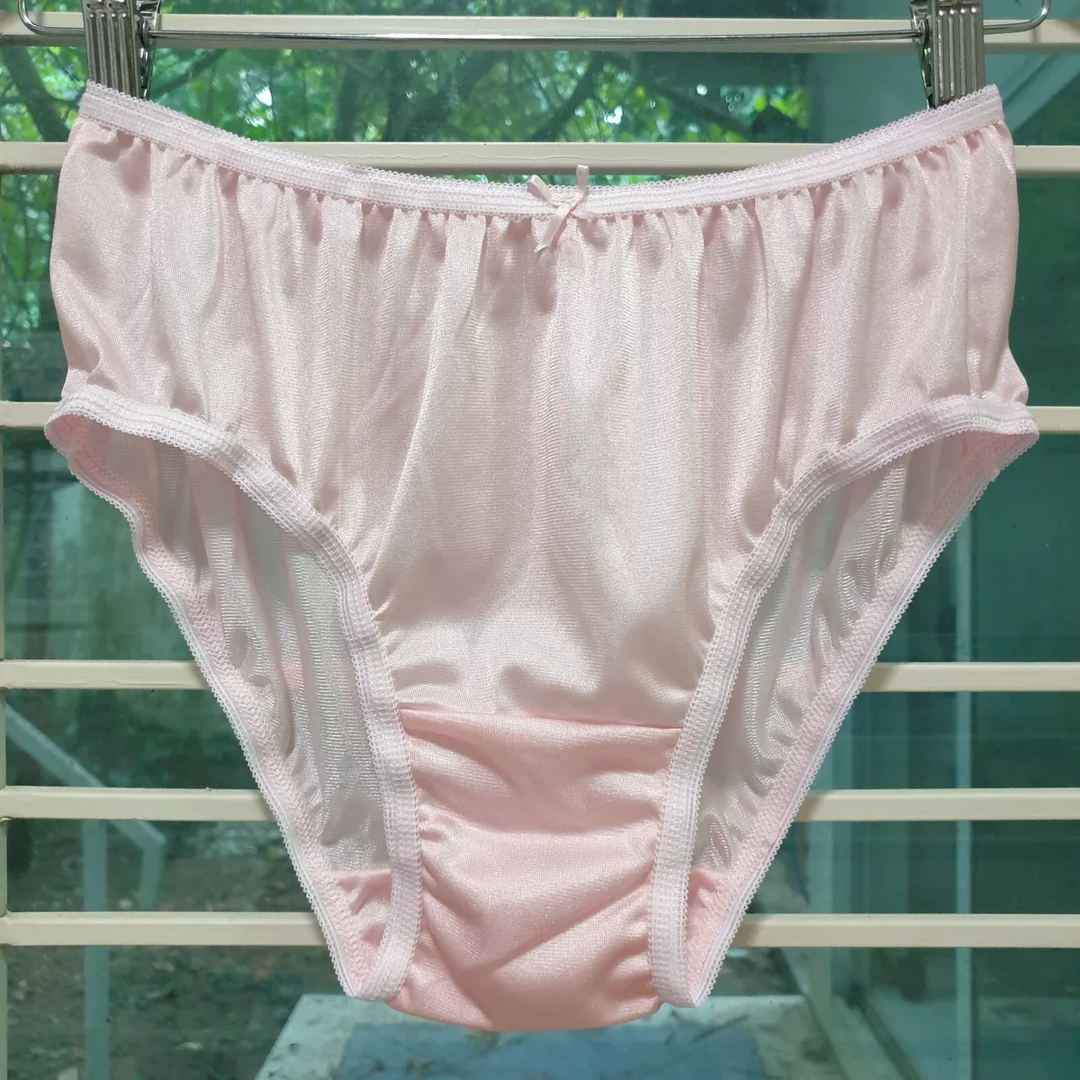 Vintage Silky Nylon Panties Pale Pink Bikini Sheer Brief Size 7-8 Hip 38-42