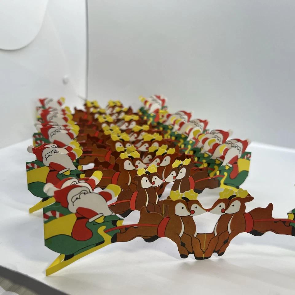 Guirlanda de papel de Natal trenó de Papai Noel com renas 2 x 108” vintage LEIA - Imagem 2 de 4