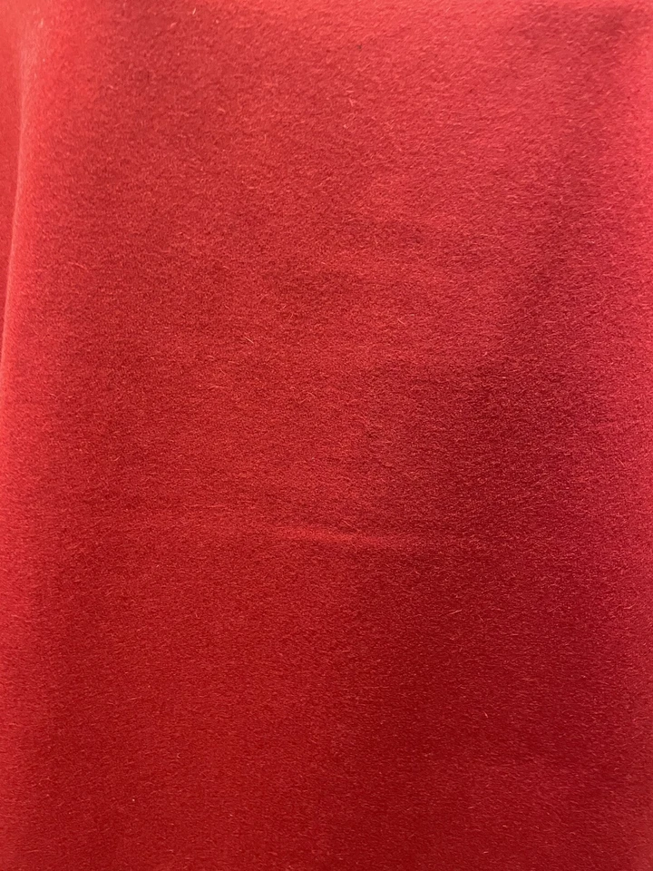 100% Wool Deep Red High Quality Vibrant Soft Flannel Fabric By The Yard 60" Wide - Image 3 of 4
