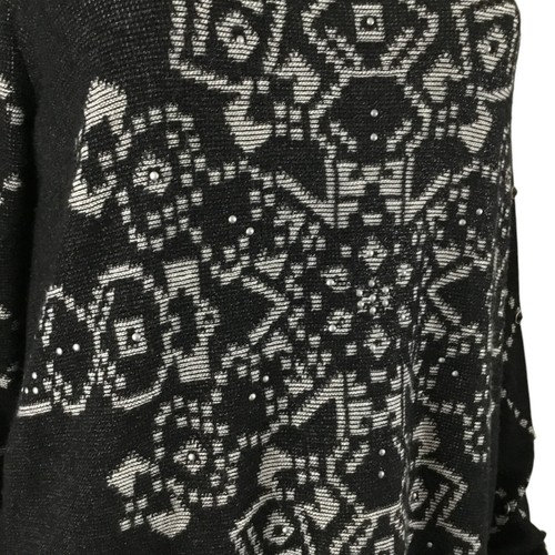 Desigual Women's Thick Gauge Sweater Top Size L Studded Metallic Mandala Argyle - 第 6/18 張圖片