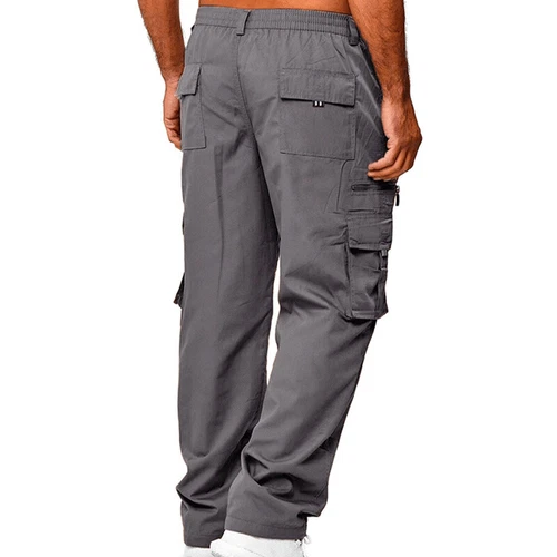 Mens Lightweight with Pockets Bottoms Men Leisure Elastic Waist Cargo Pants - Picture 21 of 47