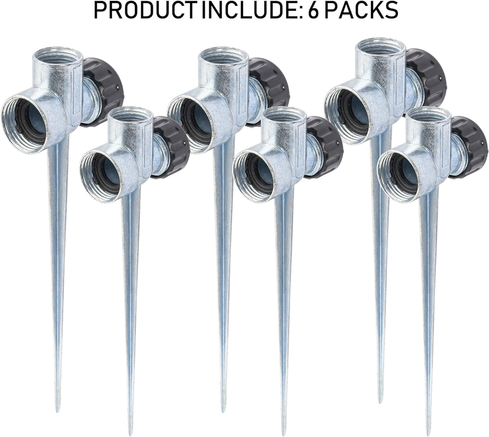 4Pack 1/2Inch Zinc Alloy Lawn Sprinkler Spike Bas Water Flow Thru