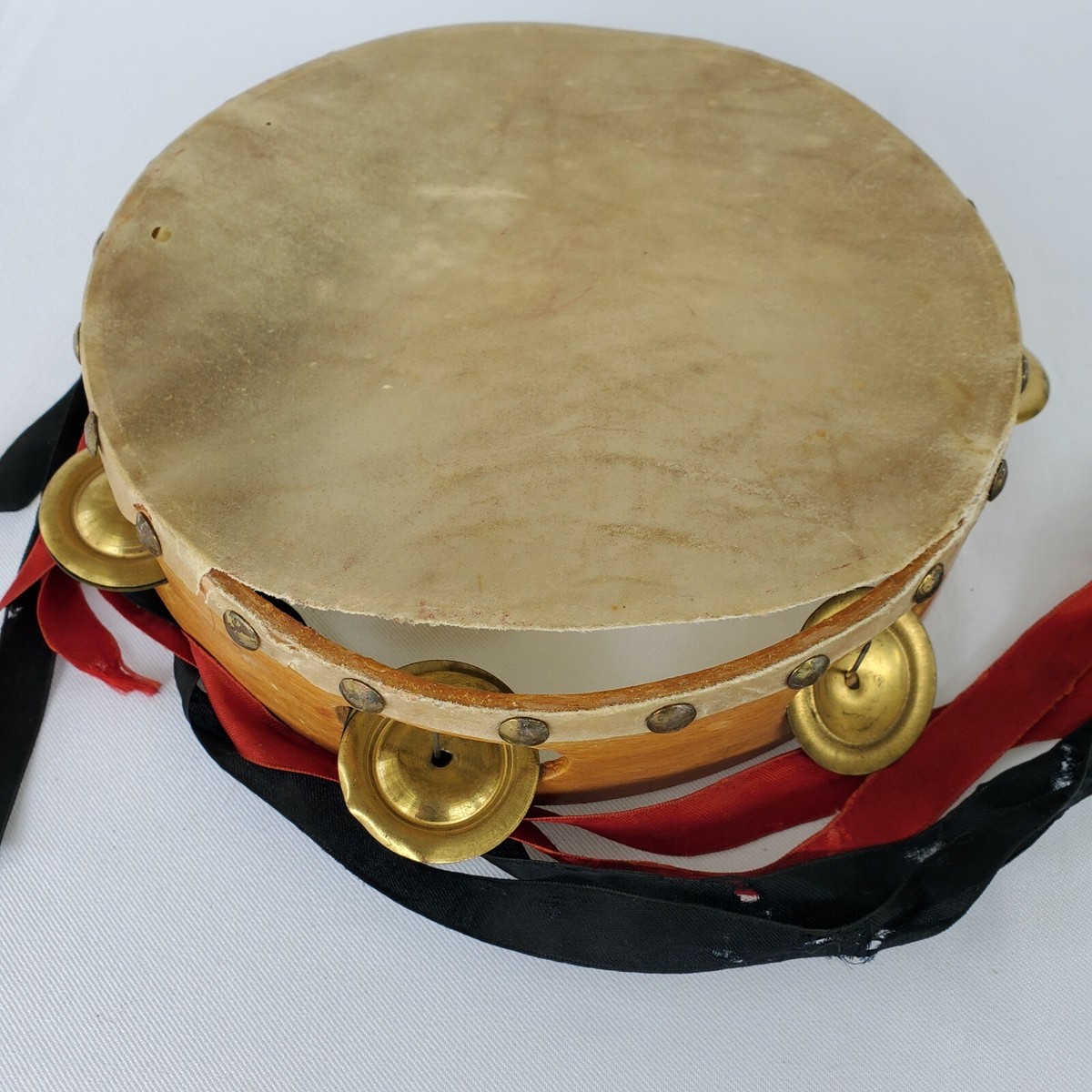 Tambourine Vintage Musical Tassels Ribbon Round Kids Childs