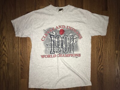 Cleveland Indians T Shirt Nutmeg Mills Large 1909 World Champs Vintage MLB 