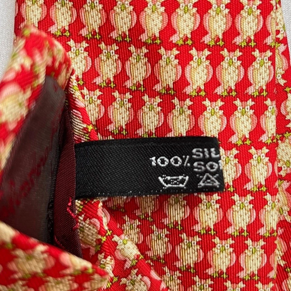 Corbata Salvatore Ferragamo Owls roja crema rosa Foto 3 de 4