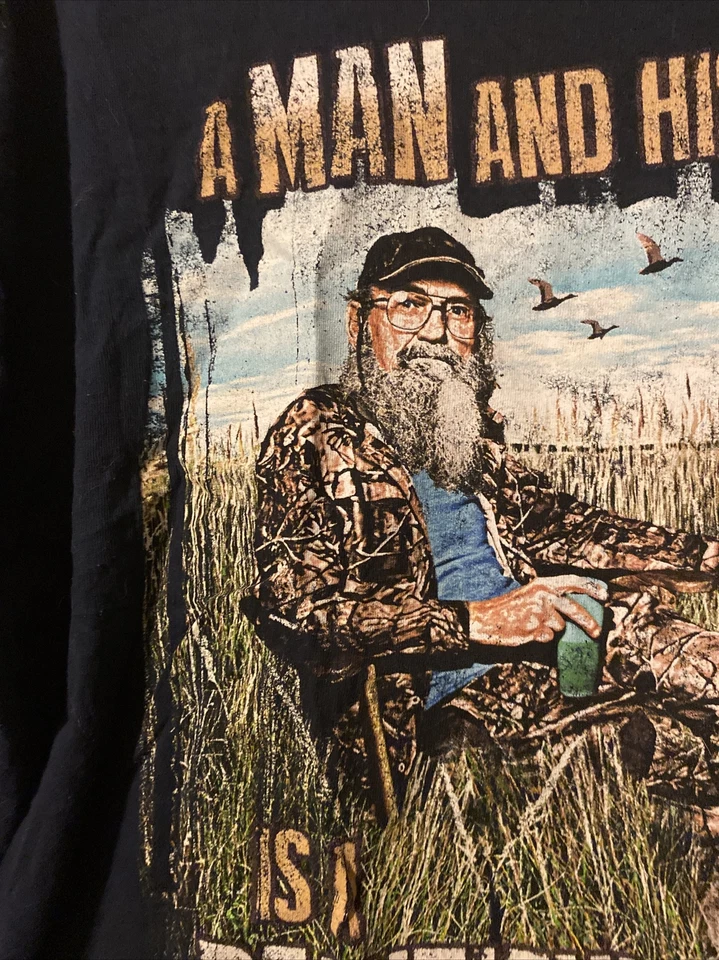 Duck Dynasty Si Robertson Dog Poodle XL Man His Dog Beautiful Thing Navy Shirt - Image 3 of 4