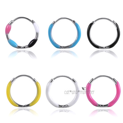 NEW Colorful Band Ear Cartilage Helix Nose Piercing Clicker Ring Hoop Earrings