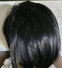 Short Hair Straight Synthetic Wig with Bangs Color Black Bob Style AJ16