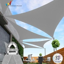 30-48' Sun Shade Sail w/Steel Wire Triangle Gray Canopy Pool Shelter Cover
