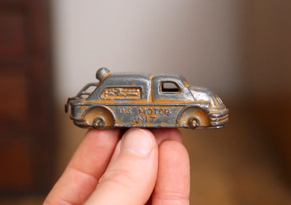 Винтаж 1940 Barclay U.S. Motor Unit Военный Грузовик металлическая игрушка Проволочная Сцепка антикварная - Изображение 2 из 4