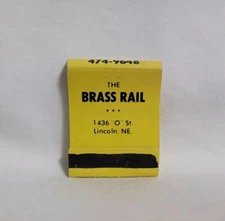 Vintage Matchbook Cover The Brass Rail Bar Lincoln Nebraska Advertising