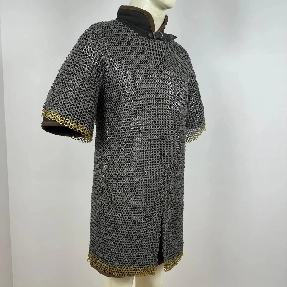 Lote de 8 mm de camisa de correio corrente rebitada plana com lavadora plana 8 mm 2 fileiras de latão - Imagem 3 de 4