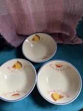 TG Green Pottery Cereal / Pudding Bowls X 3