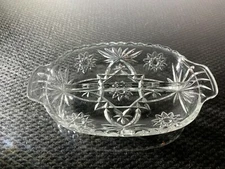 ☆ Vintage 10 x 6" OVAL Shaped CUT GLASS Serving / Relish Tray from the 1950's ☆