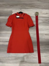 GUCCI  Neck-Strap Ruffled Mini Dress With Belt