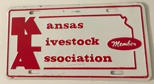 Kansas Livestock Association Member Association Booster License Plate KLA