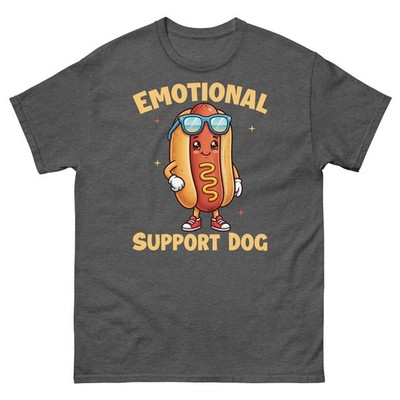 Emotional Support Hot Dog Frankfurter Barbecue BBQ Tailgate Unisex Classic Tee