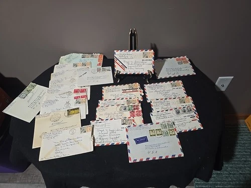 Vintage Air Mail Handwritten Letters College Tour Group Travel Abroad 1960's