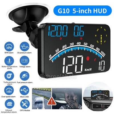 Universal 5'' Digital Speedometer GPS Car HUD Head Up Display MPH Overspeed Alarm