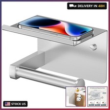 FORIOUS Toilet Paper Holder with Shelf, Adhesive or Screw Wall Mount Toilet Roll
