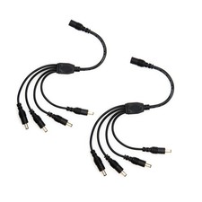 2 Pack Black 1 Female To 4 Male 5.5mm X 2.1mm Cctv Dc Power Supply Splitter Cabl