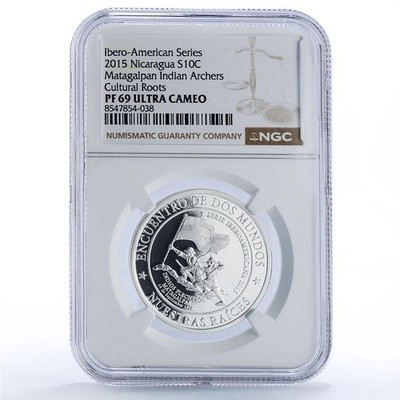 Nicaragua 10 cordobas Matagalpas Roots Ibero-American PF 69 NGC
