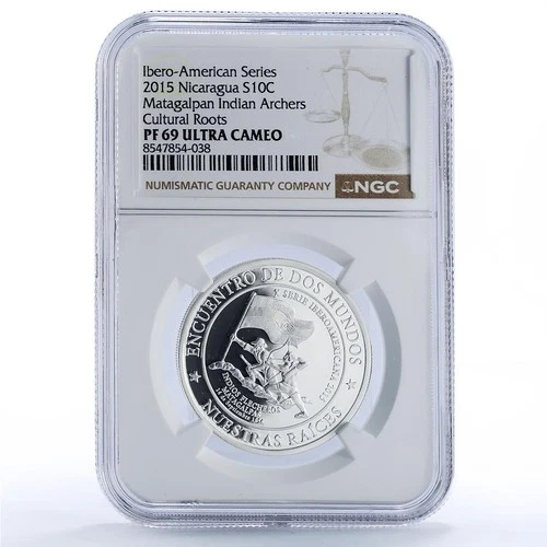 Nicaragua 10 cordobas Matagalpas Roots Ibero-American PF 69 NGC silver coin 2015